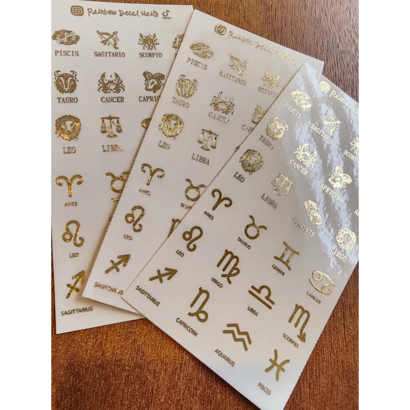 Rainbow Decal Nails Stickers Tatuajes Uñas Signos Zodiacales, Horoscopos 6