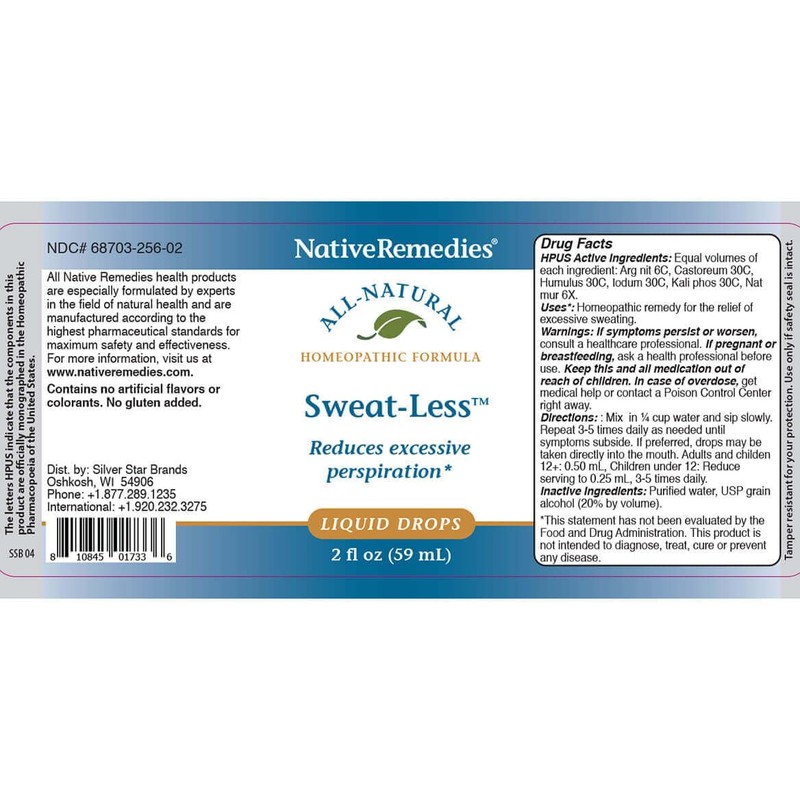 Native Remedies Sweat-Less - Natural Homeopathic Formula for Excessive Sweating,