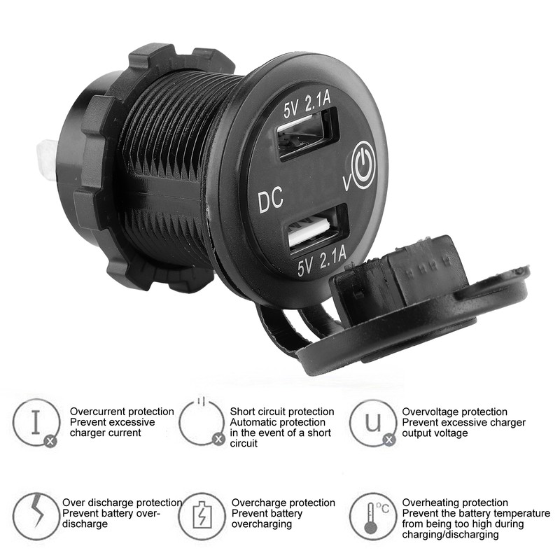 Dual USB Car Charger Lighter Socket Car Modification with Voltmeter