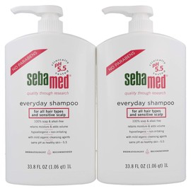 Sebamed Everyday Shampoo for All Hair Types and Sensitive Scalp Hypoallergenic Dermatologist Recommended pH 5.5 Soap and Alkali Free for Soft and Healthy Hair (1 Liter) Pack of 2