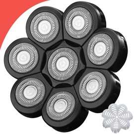 Cabezal de repuesto para afeitadora de cabeza eléctrica de 8 cuchillas, apto para Freedom Grooming y muchas marcas, 8 cuchillas de repuesto para cabeza de afeitadora, 8 cabezales de afeitadora eléctrica para barba, color negro