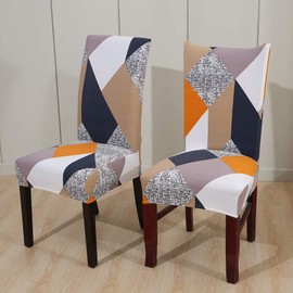Lalluxy Stretchy Parson Chair Slipcovers for Dining Room Chair seat Covers Chair Protectors for Party Pet Protection Universal Fit Soft Polyester (Set of 4, Geometric)
