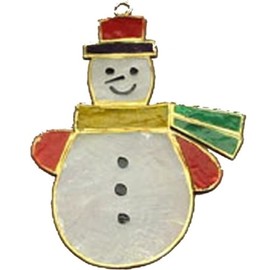 Seashell Snowman Christmas Ornament, Beach Holiday Hanging Décor, Coastal Tree Decorations by Christmas Market Ornaments - Capiz Shell