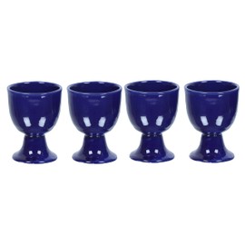 Soft Boiled Egg Holder | Ceramic Egg Cup Set | Ceramic Egg Holder Pottery Housewarming Gift set of 4 (Blue)