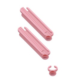 PAVNSO 300PCS Eyelash Glue Rings, Lash Glue Holder Pallet 2 Slot Pink Glue Cup, Plastic Makeup Rings for Lash Extensions