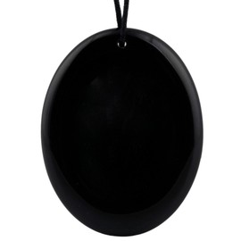 TUMBEELLUWA Pack of 1 Healing Crystal Thumb Worry Stone Top Drilled Reiki Palm Stone Pendant for Jewelry Making without Chain or cord, Black Obsidian