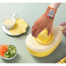 ohsuni Cutting Gloves, 2 Pairs of Cut Resistant Gloves Food Grade, Cut Resistant Gloves for Kitchen, Oyster Shucking, Fish Fillet Processing, Carving Wood and Gardening(Large-Orange)