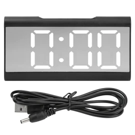Alarm Clock LED Digital Display Mirror USB Charging Desktop Clock for Bedroom Home Office SchoolWhite