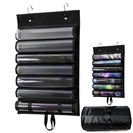 DACAIFH Tube Storage Bag, Game Mat Storage, Dust-proof, Portable, Clear Plastic Card Slots, Space Saving, Hanging, Retractable Strap, Compatible Accessories, Large Capacity, 2 Hooks Included, Wall