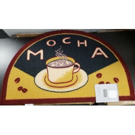 Sally Textiles PRINTED NYLON KITCHEN RUG (18"x 30") COFFEE MOCHA CUP & BEANS, by ST, slice