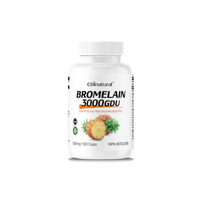 3000 GDU Bromelain Digestive Enzymes 500mg 120 Vegan Capsules, 4-Month