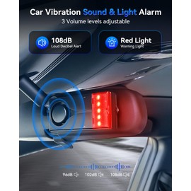 108dB Car Alarm System, Vehicle Anti-Theft Vibration Sensor Alarm & Red Light, Wireless Remote Anti Theft Car Device with Magnetic Install Design for Car, Truck (Upgrade 4.0)