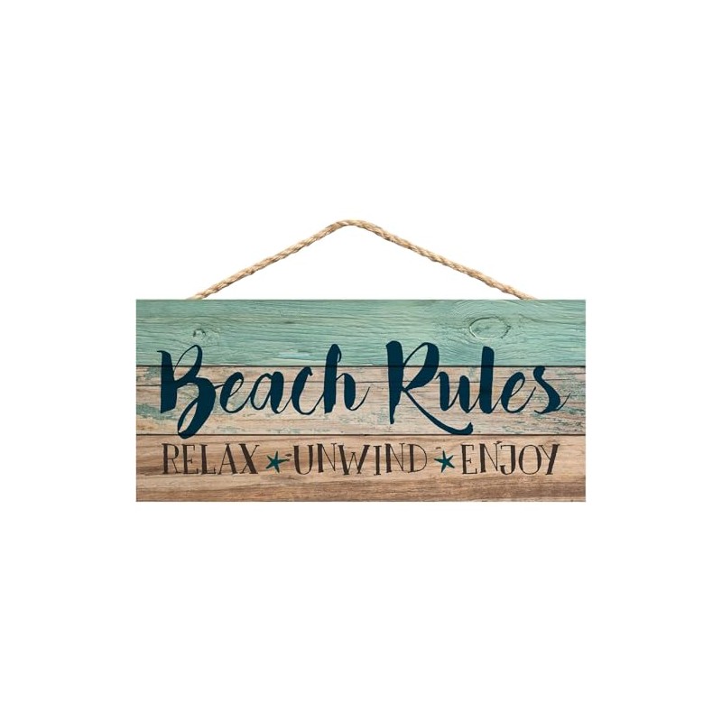 Beach Rules Relax Unwind Enjoy Wood Sign Weathered Wood Plank