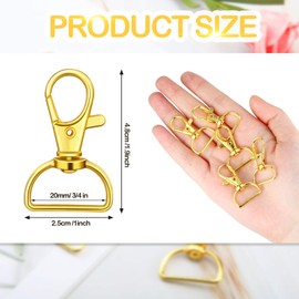 Hotop 35 Pieces Swivel Clasps Lanyard Snap Hooks Keychain Clip Hook Metal Lobster Claw Clasp with D Rings for Keychain Purse Hardware Sewing Craft Project(25 mm,Gold)