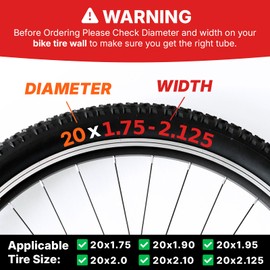 XUNNIU 20 inch inner tube, 20" x 1.75-2.125 Bike tubes with Schrader Valve, 20" Bicycle Tubes Compatible with 20x1.75/1.85/1.90/1.95/2.0/2.10/2.125 For Kids MTB, BMX, Cruisers