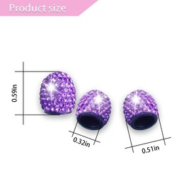 4Pack Car Crystal Rhinestone Tire Valve Caps, Handmade Car Tire Valve Stem Caps, Attractive Dustproof Bling Car Accessories, Universal for Cars, SUVs, Bike, Trucks, Motorcycles (Purple)