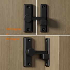 ETEKJOY Flip Latch Lock 90/180 Degree Left/Right-Opening Sliding/Swinging Door Lock Bolt for Home Security Gate Barn Garage Garden Fence Shed Window Cabinet (Black)
