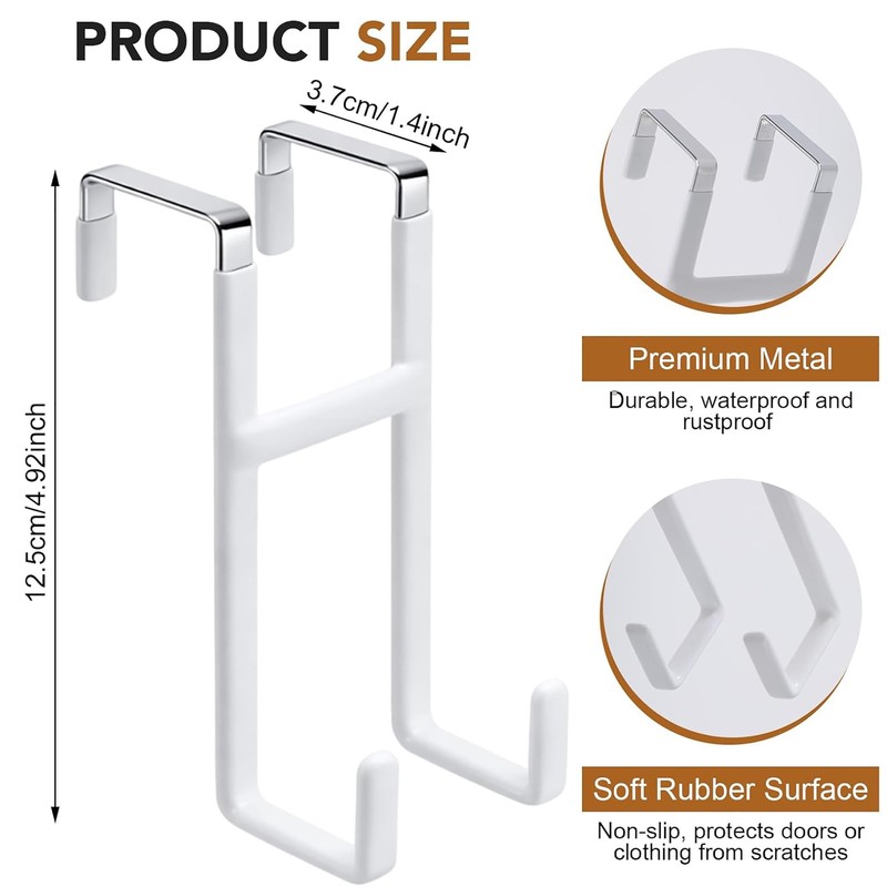 2 Pack Over Door Hook Hanger with Dual Hook Heavy