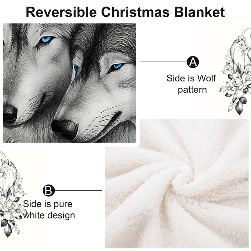 Wolf Blanket Winter Wolf Bed Blanket Fluffy Fleece Bed Throws