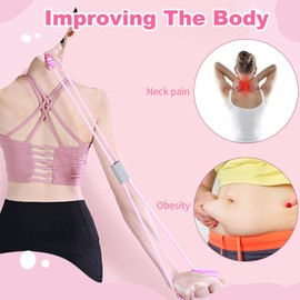 Quwem 2pcs Arm Figure 8 Resistance Band with Handles,Resistance Band Chest Expander Yoga Gym Fitness Pulling Rope 8 Word Elastic for Arm and Shoulder Stretch Strength Training for Women and Men Pink