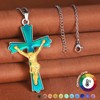 MicVivien Stainless Steel Cross Jesus Pendant Colour Changing Necklace Mood