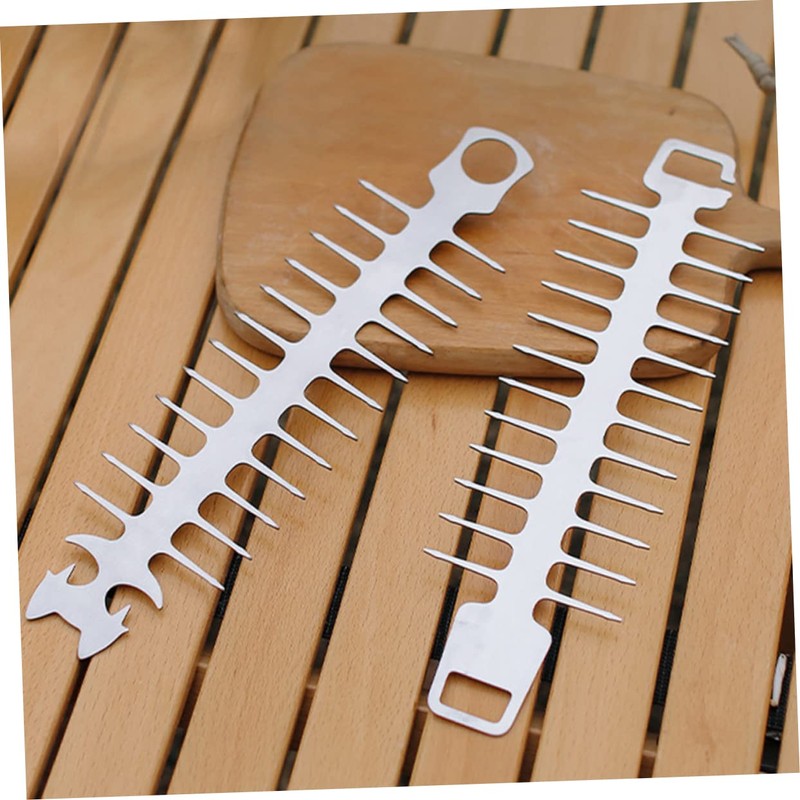 Outanaya 2pcs Portable Stainless Steel BBQ Skewers for Outdoor Grilling