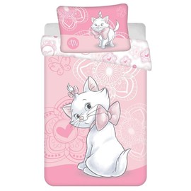 Jerry Fabrics Marie Aristocats Bed Linen 100% Cotton Duvet Cover 100 x 135 cm and Pillowcase 40 x 60 cm Pink