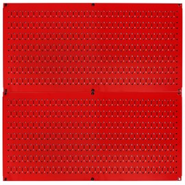Wall Control Pegboard Rack Horizontal Metal Pegboard Garage Tool Storage Pack - Two 32-Inch Wide x 16-Inch Tall Easy to Install Peg Boards (Red)