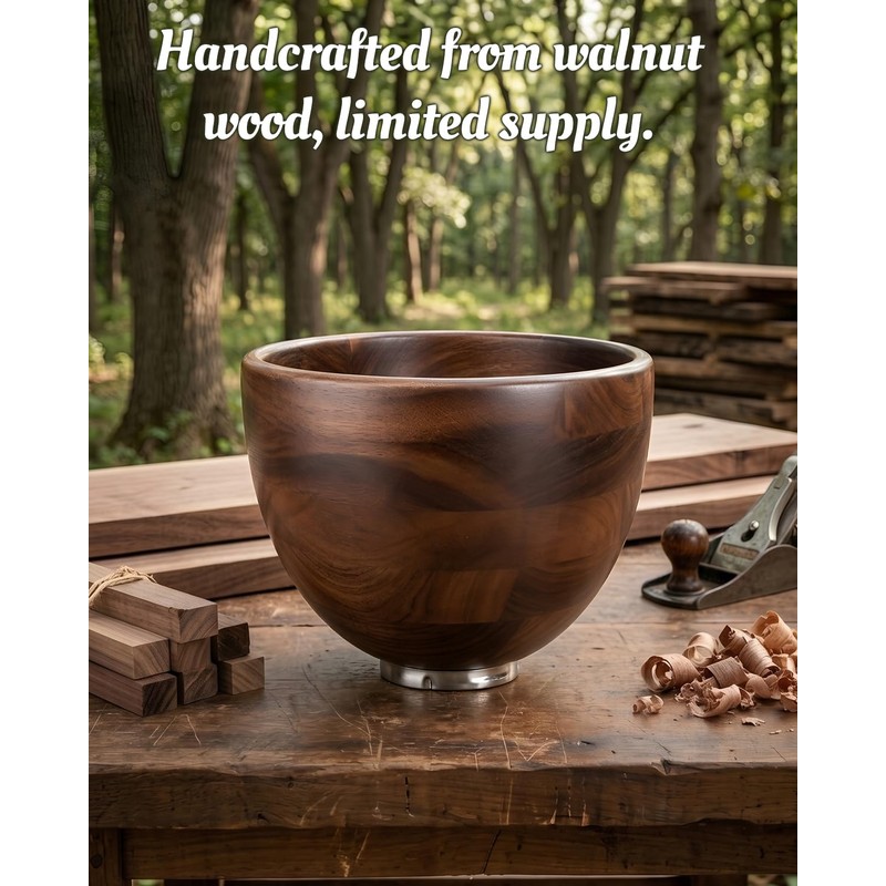 Premium Solid Walnut Wood Mixing Bowl, Compatible with KitchenAid 4.5