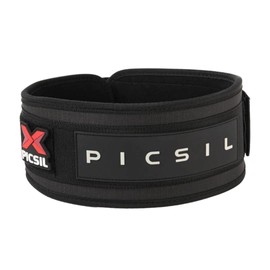 PICSIL Weight Lifting Belt, Workout Belt for Exceptional Core & Back Support, Weightlifting Belt Ideal for Squats, Lunges, & Barbell Exercises, Customizable with Space for Patches (S, Black)