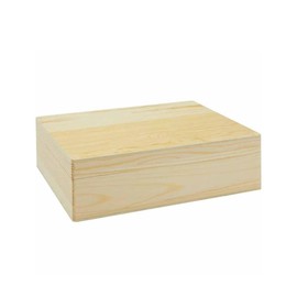 Aulufft Large Unfinished Wooden Storage Box with Hinged Lid, 12 x 9 x 3.3 Inch Crafts Wooden Storage, Natural Pine Wooden Boxes for DIY Art Gifts Jewelry Home Storage Box
