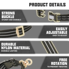 Auroth Dog Collar for Medium Large Dogs, Reflective Dog Collar, Soft Nylon Adjustable Dog Collars with Heavy Duty Metal D Ring Tangle Free (Large:15.7"-27.1", Black)