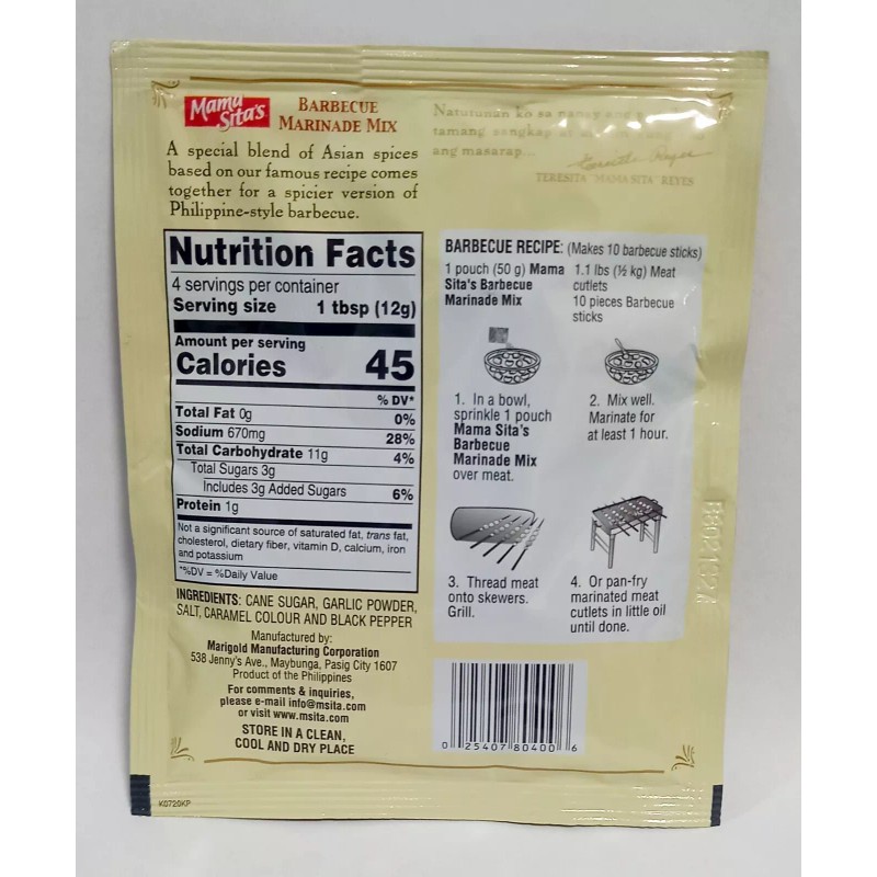Mama Sita's Barbecue Marinade Mix (6 Packs x 50g) Philippine-style