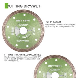 BETTERI Diamantscheibe 125mm x 22,23mm Extra Dünn, Diamant Trennscheiben 125mm für Fliesenschneider & Trennschneider, zum Schneiden von Fliesen, Feinsteinzeug, Keramik, Marmor