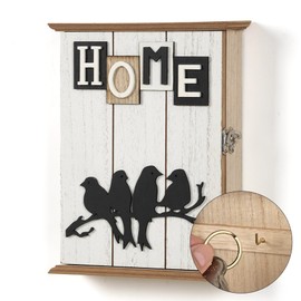 QILICZH Wood Key Holder for Wall,Key Box Wall Mounted,Key Cabinet, Decorative Wall Key Holder,Wood Key Rack,Key Hooks Hanger Wall Mount,6 Hooks for Entryway Doorway Hallway