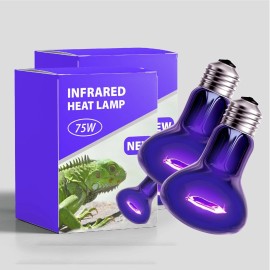 Gxiietem 2 Pack Reptile Heat Lamp Bulbs 75W, Day and Night Basking Spot Heating Lamp Bulb