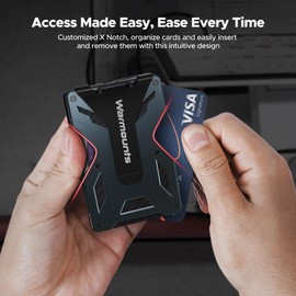 WARMOUNTS Money Clip Tactical Wallet, Men's Metal Wallet Money Clip with ID Window, RFID Blocking, Holds Up to 20 Cards, Slim Carbon Fiber Wallet for Men, Minimalist Front Pocket Wallet (Royal Blue)