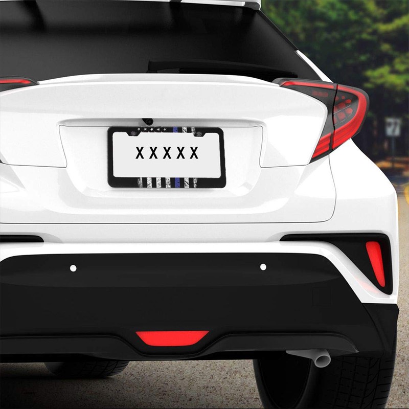 Thin Blue Line Flag License Plate Covers Chrome Blue Lives