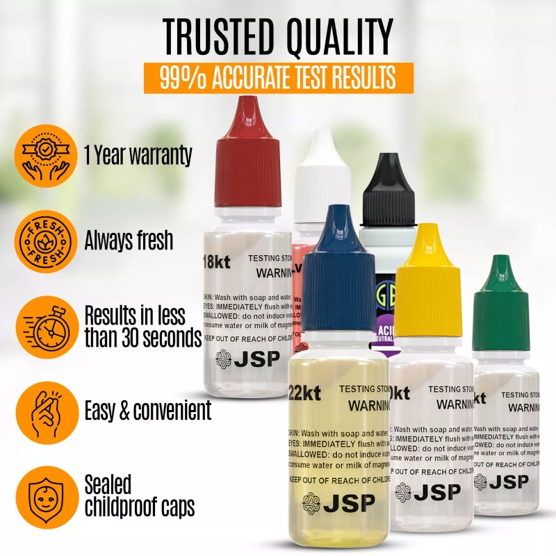 JSP 12 Bottles 10K Gold Testing Solution Gold Testing Acids