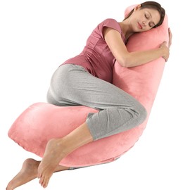 BATTOP Pregnancy Pillow for Sleeping,Body Maternity Pillow with Cooling Cover,Support for Back,HIPS,Legs,Belly for Pregnant Women(Coco Pink)