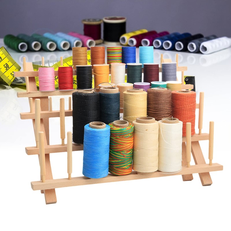 JasCherry Wooden Thread Spool Holder for Storing 46 Thread Spools