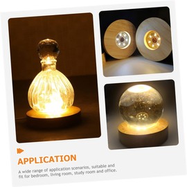 LED Wood Display Base USB Powered Cylinder Light Display Base Stand Wooden Crystal Lamp Display Stand for Crystals Sphere Display Base
