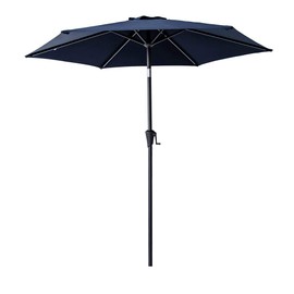FLAME&SHADE 7.5 ft Outdoor Market Patio Table Umbrella with Tilt, Navy Blue