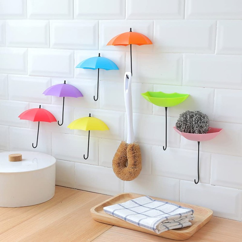 6pcs Umbrella Shaped Creative Key Hanger Rack Home Decorative Holder
