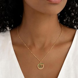 BENEIGE Dainty Gold Necklaces for Women 14K Gold Plated Snake Necklace Pendant with Cubic Zirconia Gold Beaded Chain Necklace Minimalist Simple Cute Jewelry Gift