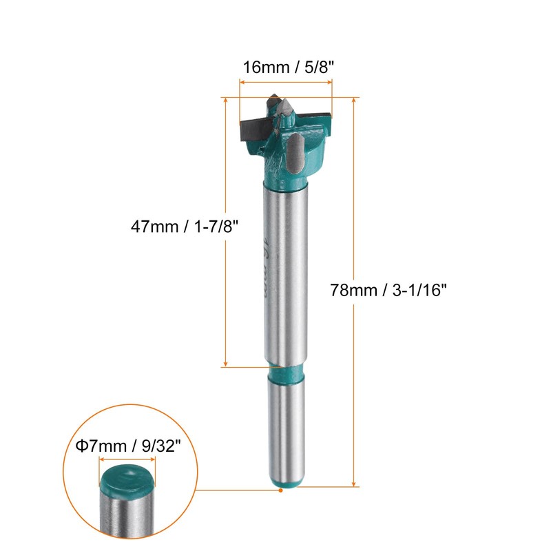 sourcing map 2pcs Forstner Drill Bit 5/8" (16mm) Tungsten Carbide