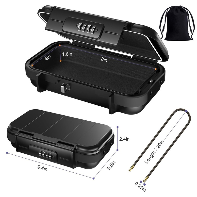 RUNTOO MU Portable Safe Box, Security Lock Case with 4-Digit