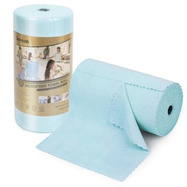 SOOWASH Microfiber Cleaning Cloths Roll 11.8" x 11.8" Lint Free Quick Dry Ultra Absorbent Scratch Free Tear Away Towels Reusable Rags Kitchens Home (Blue)