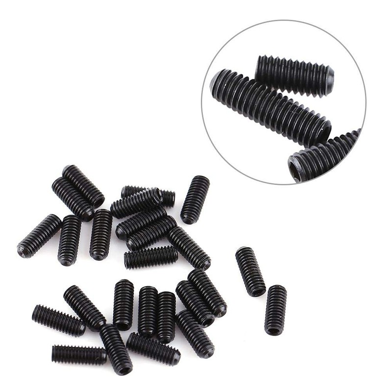 Fdit 200pcs M3 Black Carbon Steel Socket Cup Point Grub