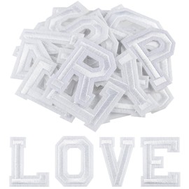 Morcheiong 78 Pcs Iron on Letter Patches A-Z, 2 Inch Iron on Embroidered Alphabet Patch for Clothing, Pants, Hats, Bags- White